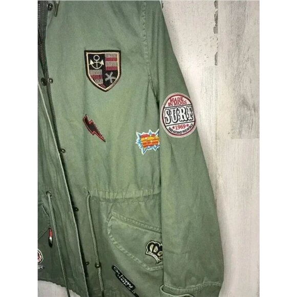 Size M Bagatelle Olive Patch Field Jacket Drawstring Hooded‎ Pockets Nordstrom - Picture 4 of 15